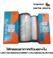 ไส้กรองอากาศตัวนอก ตัวในL5018,M5000,MU5501,MU4902,MU5702 AIR FILTER (OUTER-INNER)รถแทรกเตอร์คูโบต้า