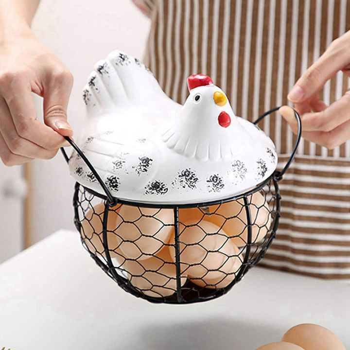 2x-egg-basket-eggs-holder-basket-organizer-storage-wrought-wire-restaurant-storage-basket-kitchen-hen-decor-white