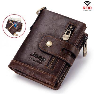 （Layor wallet） กระเป๋าสตางค์ผู้ชายหนังแท้ RFID Luxury Desig Bifold กระเป๋าสตางค์สั้นชาย Hasp Vintage Purse Coin Pouch Multi Functional Card Pocket