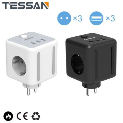 【NEW Popular89】Tessanplug Cubewith On/ Off3Outlets Amp; 3พอร์ต USB 100-250V ExtensionPower Strip สำหรับโฮมออฟฟิศ