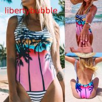 【libertybubbler】ชุดว่ายน้ําบิกินี่ เปิดหลัง พิมพ์ลายต้นมะพร้าว เซ็กซี่ สําหรับผู้หญิง