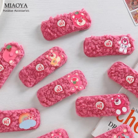 MIAOYA Lotso กิ๊บติดผมหมีสีชมพูขนแกะสุภาพสตรีเครื่องประดับผมสำหรับนักเรียนของขวัญ