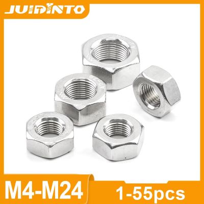JUIDINTO Metric Fine Thread Hex Nut M4 M5 M6 M8 M10 M12 M14 M16 M18 M20 M22 M24 Stainless Steel Hexagon Nut for Screw Bolt Nails Screws Fasteners