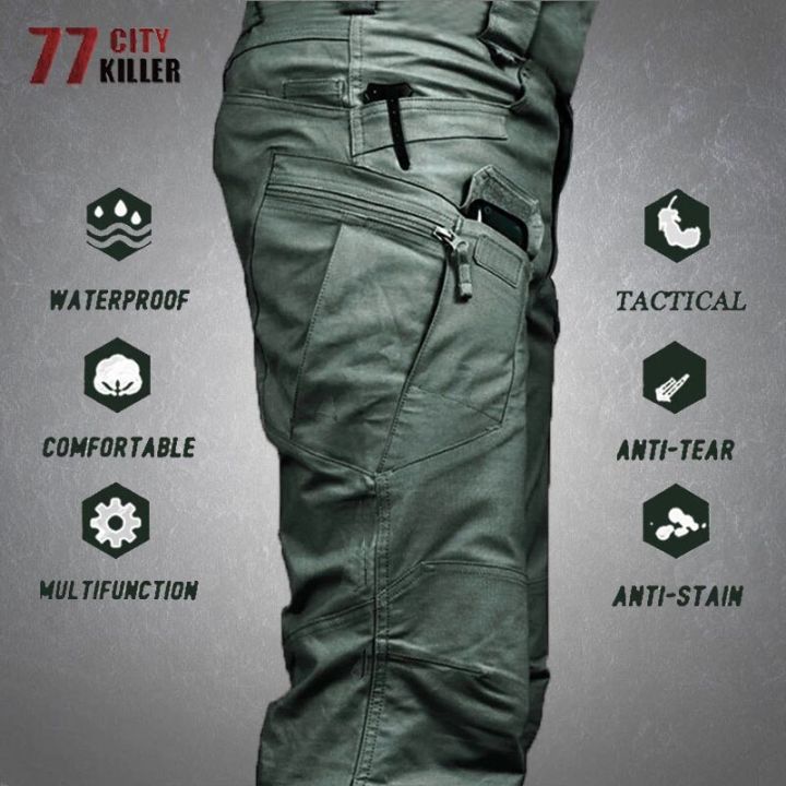 Tactical Mens IX9 Cargo Pants Combat SWAT Stretch Trousers Waterproof   Myobok