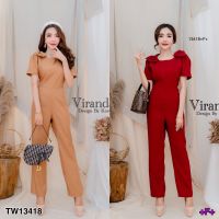 GN13418 **รบกวนสอบถามก่อนสั่งซื้อจ้า**  จั้มสูทขายาว แขนพอง ไหล่ติดโบว์ jumpsuit