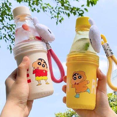 Kawaii Crayon Shin-Chan น่ารัก INS ถ้วยมือถือ Botol Minuman ถ้วยน้ำใหม่530มล. พลาสติกป้องกันการตกสำหรับท่องเที่ยวกลางแจ้งนักเรียน