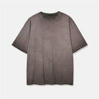 Garment-wash Cotton Oversize T-shirt Ripped Cuffs Short Sleeve Raglan Tee Kanye Streetwear