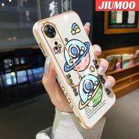 เคส JIUMOO สำหรับ OPPO Reno 8T 4G Reno 8T 5G A1 Pro 5G เคสอวกาศนักบินอวกาศลายการ์ตูนบางเคสโทรศัพท์ชุบหรูหราลวดลายด้านข้างเคสซิลิโคนนิ่มดั้งเดิมคลุมทั้งหมดเคสป้องกันทนแรงกระแทกกล้อง