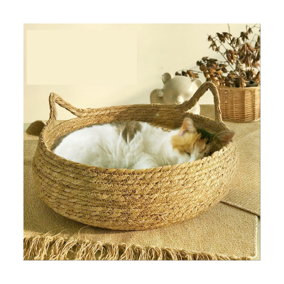 Cozy Dog Bed Summer Scratching Board Rattan Washable Supplies Woven Removable Cushion