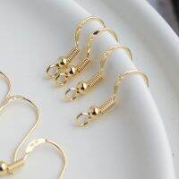 【CW】 plating K Gold Stamped word with beads and spring Ear hooks for making Jewelry Accessories  15mm 10pairs