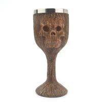 Halloween Wine Glass Three Dimension Stainless Steel Skull Cups for Drinking 200ml Retro Medieval Goblet for Household Decoration Halloween Bar Party Creative Gifts superior