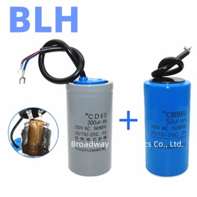Single-phase motor supporting capacitor 250V CD60 Starting capacitor 450V CBB60 Running capacitor 200UF 250UF 40UF 45UF 50UF
