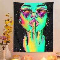 Girl Art Hippie Tapestry Psychedelic Weird Decorative Oil Painting Canvas Wall Art Living Room Posters Bedroom Painting Decor Tapestries Hangings