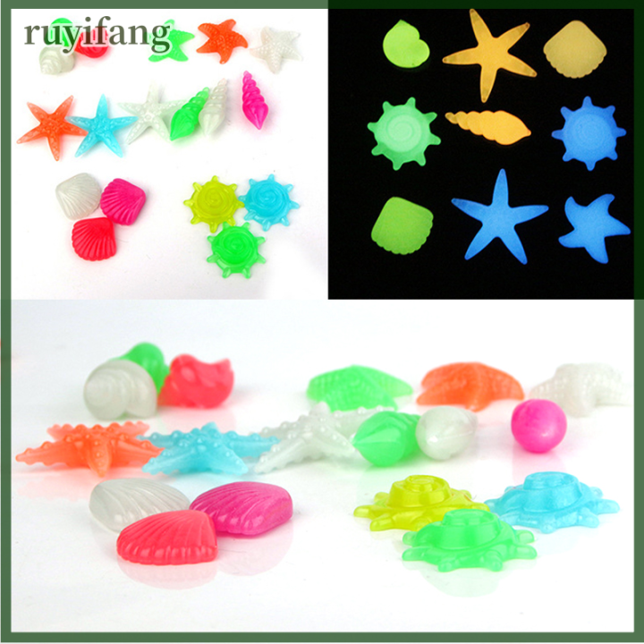 ruyifang-10pcs-สีสันสดใสเรืองแสงหินปลาดาวหอยสังข์รูปเปลือกปลาตารางทางเดินสวนพิพิธภัณฑ์สัตว์น้ำตกแต่งสระว่ายน้ำภูมิทัศน์