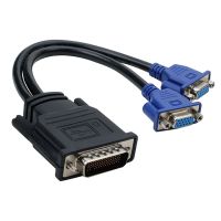 DMS-59 Pin Jantan Ke 2 VGA Betina Adaptor Kabel Video Pemisah untuk Kartu Video Komputer 59Pin DVI Ke VGA Ganda 25Cm