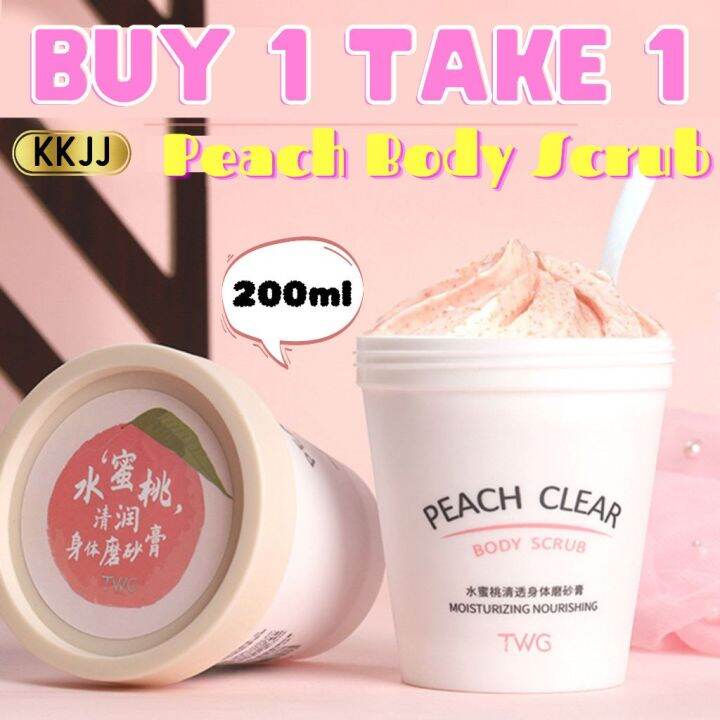 ZX HOMES Peach Clear Body Scrub Whitening Exfoliator & Moisturizing