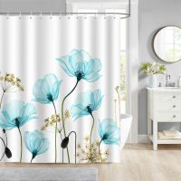 Bonhause Red Rose Shower Curtain 180 x 180 Cm Retro Rose Floral Bathroom Curtain Waterproof Mildew&amp;mould Resistor Polyester Fabric Bath Curtain with 12 Hooks