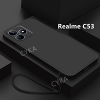 เคสของเหลว Realme C53เคสโทรศัพท์ RealmeC53ปกป้องเลนส์กล้องด้วยฝาครอบซิลิโคน TPU สายคล้องมือ Realme C53