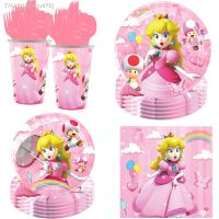 ✈۞ Princess Peach Party Decoration Princess Theme Cartoon Tableware Paper Cup Plate Napkins Kids Party Favor Birthday Decor Supply