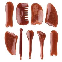 9PCS Resin Guasha Scraping Massage Scraper Face Neck Skin Massager Acupuncture Gua Sha Board Face Eye Care SPA Massage Tool