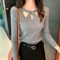 ✎ 2023 Womens O-neck Stretch Pullover Hollow Color Sweater Bottoming Shirt Ladies New 16639