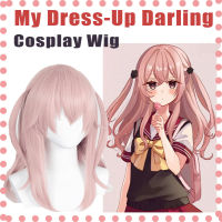 Jelmy อนิเมะ My Dress-Up Darling Sajuna Inui ผมปลอมสีชมพูพร้อม2หางม้าวิกผมงานเลี้ยงฮาโลวีน