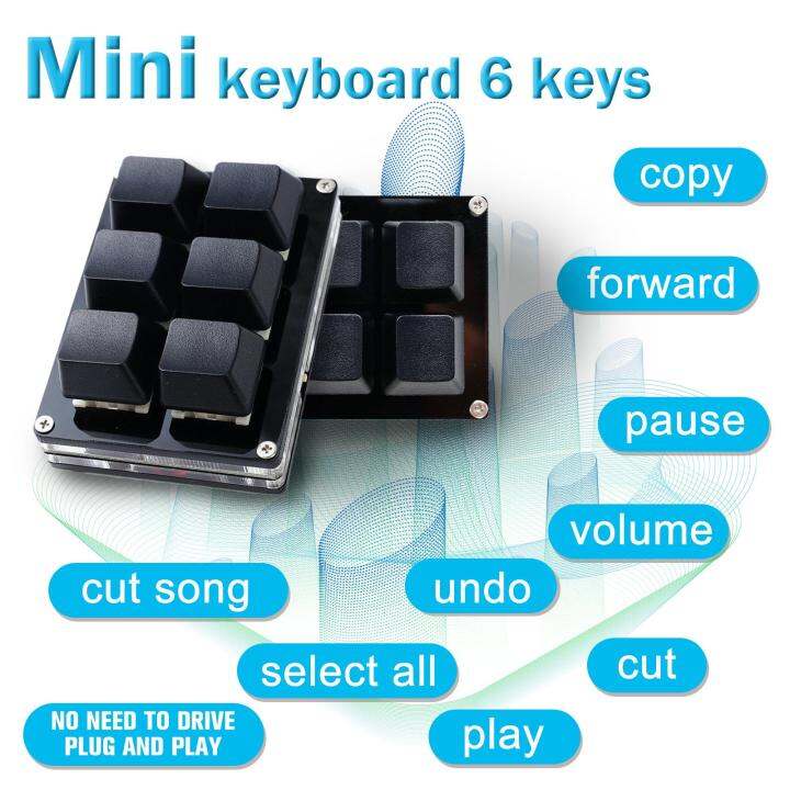 6 Keys Black Keypad Mini Keyboard Copy Paste Custom Mechanical Password