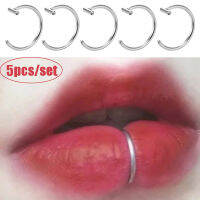 5Pcs Lip แหวนเจาะปลอมเหล็กผ่าตัดหูคลิปจมูก Septum Lip Hoop ปากไม่เจาะ Punk Cuff ต่างหูผู้หญิงเครื่องประดับ