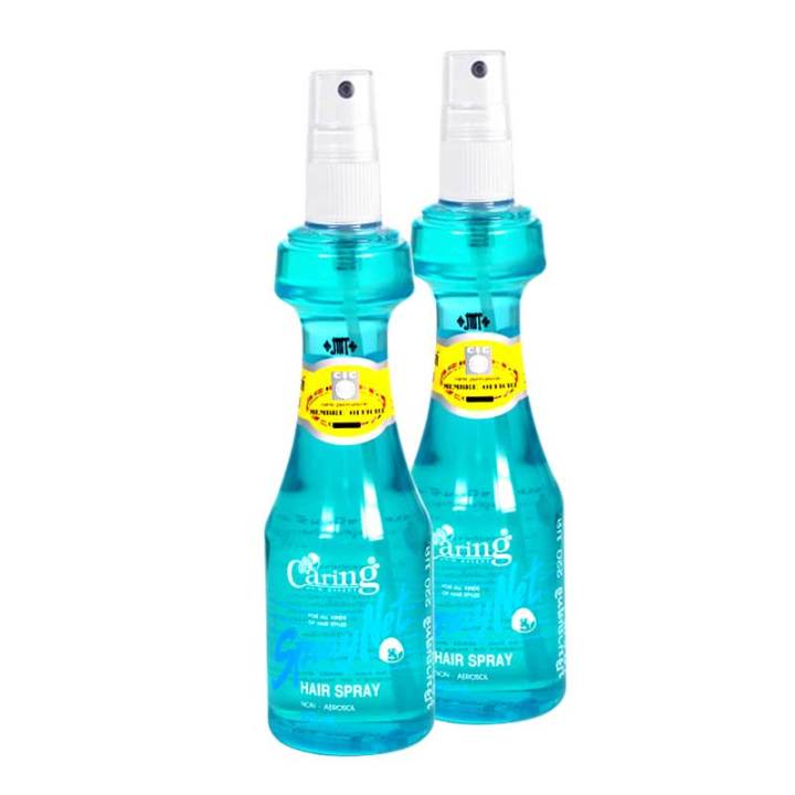 Caring Spraynet Green 220 ml x 2 pcs.แคริ่ง สเปรย์เนท สีเขียว 220 มล. แพ็ค 2 ขวด