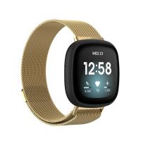 สำหรับ Fitbit Versa 4 Milanese Magnetic Metal Weave Watchband (ทอง)