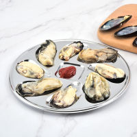 tr1 Shop Stainless Steel Oyster Plate for Oysters Oyster Shell Shaped Silver Stainless Steel Oyster Plate Kitchen Utensils Seafood Oyster Plate Round Oyster Plate