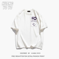 HUANGYOYO เสื้อยืดแขนสั้นสำหรับผู้หญิง,เสื้อยืดผ้าฝ้าย100% ตัวอักษรลายกราฟฟิตีแบบเรียบง่าย