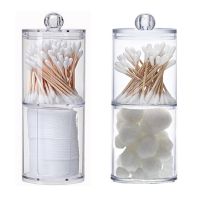 Acrylic multifunctional round receive box jewelry box new cosmetic make-up cotton swabs transparent container Cups  Mugs Saucers