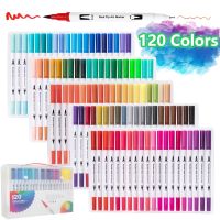 12/48/60/80/100/120 Colors Markers Watercolor Art Brush Pen Dual Tip Fineliner Drawing for Calligraphy Painting Set Art Supplies