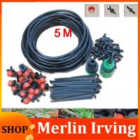 Merlin Irving Shop 5M Drip Irrigation Set Micro sprinklers Spray 4/7 Water Cooling Moisturizer Auto Watering System Kit DIY Garden Tools