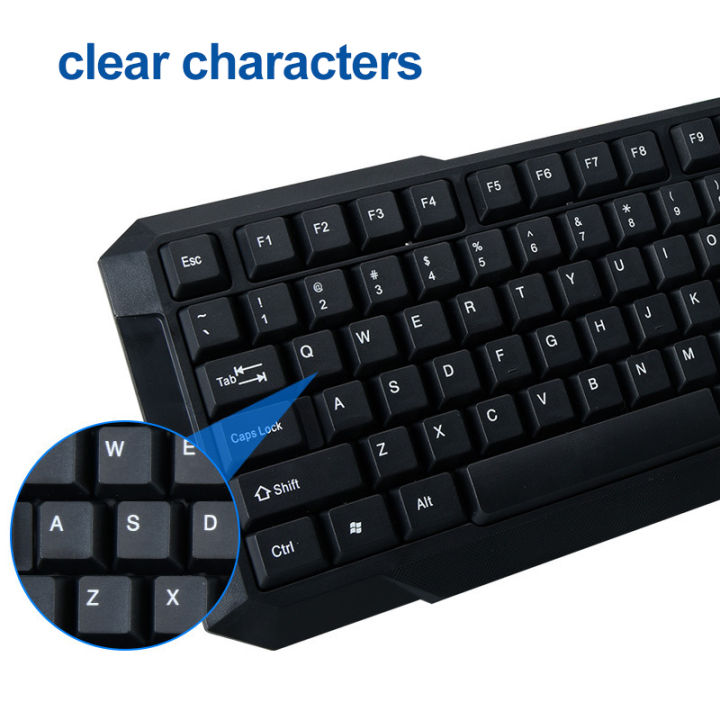 คีย์บอร์ดและเมาส์ไร้สาย-ชุดแป้นพิมพ์และเมาส์-keyboard-and-mouse-set-2-4ghz-wireless-keyboard-usb-คีย์บอร์ดเกมมิ่ง-black