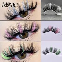 1 Pair Glitter Ombre Colored Lashes Bulk Wholesale Fluffy 5D Mink Lashes Natural Fake Eyelashes Supplies 3D Lash Boxes Packaging
