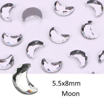 YHB G Litter คริสตัล S Trass F Latback แก้ไขด่วนดวงจันทร์รูป R Hinestones สำหรับรองเท้ากระเป๋าศัพท์ผ้าเสื้อผ้าอุปกรณ์เล็บ