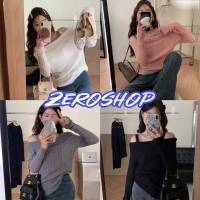 Zero shop?พร้อมส่ง? (Zero-F887) เสื้อเปิดไหล่ไหมพรม แขนยาว สีพาสเทล -C