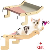 Window Side Cat Hanging Bed Balcony Window Cat Hammock Solid Wood Cat Hang Bed Windowsill Frame Cats Hanging Nest Bearing 40kg