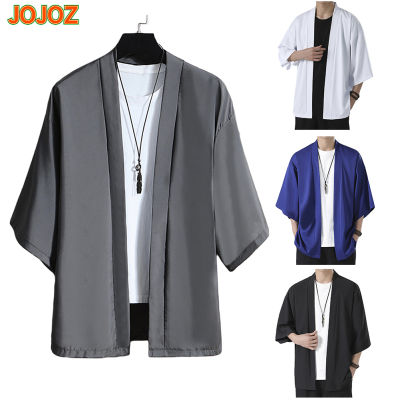 JOJOZ เสื้อกันแดดแบบลำลองสำหรับคู่รักเสื้อลำลองสำหรับขนาดพิเศษเสื้อถักผู้ชายกิโมโนญี่ปุ่นฤดูร้อน