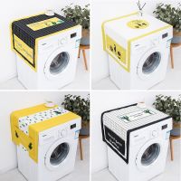 Nordic Plaid Cactus Print Waterproof Washing Machine Cover Double Pocket Dustproof Cover Towel Protective Cover Washer Dryer Parts  Accessories