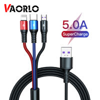 VAORLO 3ใน1 USBสายชาร์จสำหรับHuaweiสำหรับSamsung 2in1 Fast Charge 8พินไมโครยูเอสบีUSBประเภทCสำหรับOPPO iPhone