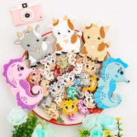 【HOT】 1-10Pcs New Goat Giraffe Seahorse Silicone Beads For Jewelry Making Animal Baby Silicone Teether DIY Pacifier Chain Accessories