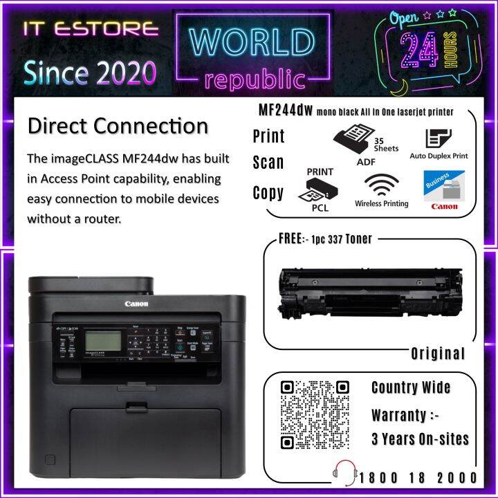 Canon MF244dw Featurerich AllinOne (Print, Copy, Scan) with duplex