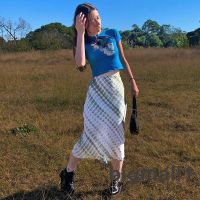 COD ❁✳✔ qafh47 LJW-Women Fall Skirt Over-Knee Slimming A-Line High Waist Long Party Causal Dye Printed Skirt