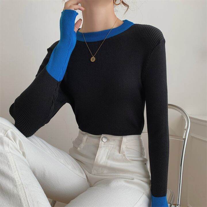 half-turtleneck-colorblock-knitted-women-39-s-sweaters-2022-new-sleeve-bottoming-sweater-female