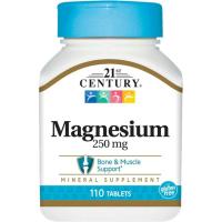 วิตามินอาหารเสริม แมกนีเซียม 21st Century, Magnesium, 250 mg110Tablets EXP 06/2024