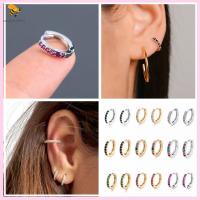 SNSQDYW0010 ทอง เงิน น้ำเงิน 8mm ต่างหูฮักกี้ฮูป Daith Conch Snug เครื่องประดับร่างกาย Helix Cartilage Tragus CZ เจาะหู ต่างหูเพทาย ลูกบาศก์เซอร์โคเนีย ต่างหู CZ หลากสี