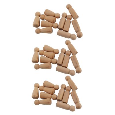 30 Pieces 65 mm Unfinished Wooden Peg Dolls Wooden Tiny Doll Bodies People Decorations,Wood Color